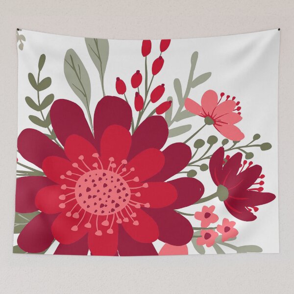 Item preview, Red Pink Floral Art  designed and sold by Tshirtstory.