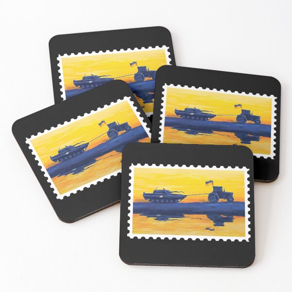 Item preview, Funny Russian Tank Ukrainian Tractor Subdivision Post Stamp designed and sold by MintaApparel.