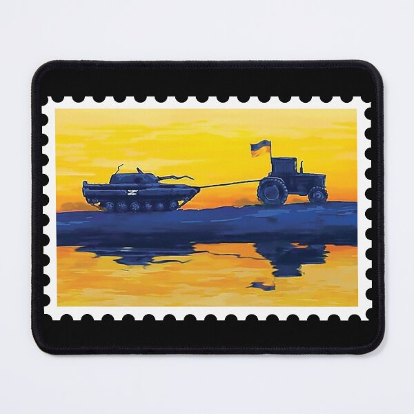 Item preview, Funny Russian Tank Ukrainian Tractor Subdivision Post Stamp designed and sold by MintaApparel.