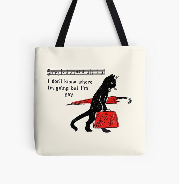 Vista previa del artículo con la obra «"No sé a dónde voy, pero soy gay" gato meme», diseñado y vendido por Laura Turley.