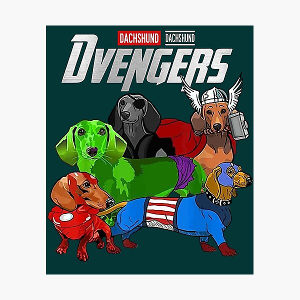 Item preview, Dvengers Dachshund, Avengers, Dog Lovers designed and sold by ABritTheSun.