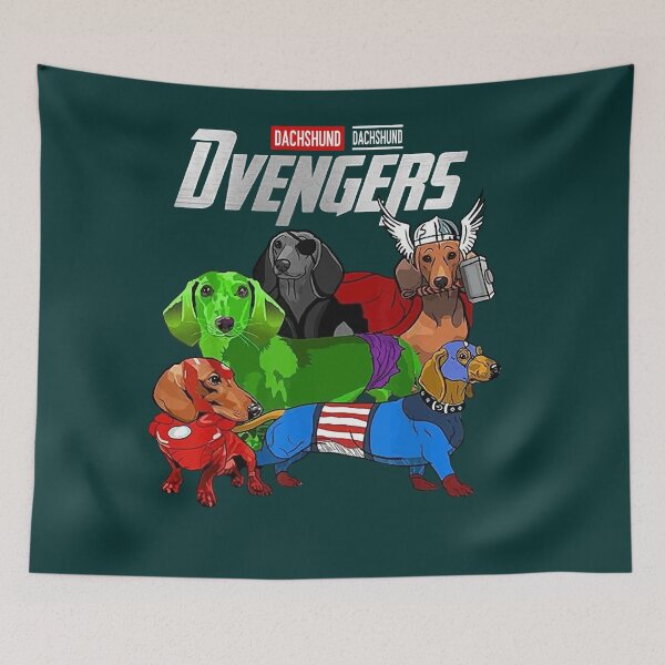 Item preview, Dvengers Dachshund, Avengers, Dog Lovers designed and sold by ABritTheSun.
