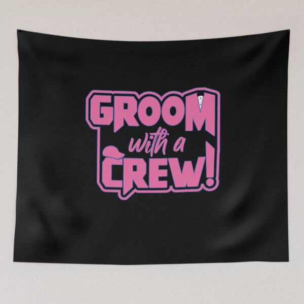 Item preview, Groom with a Crew, funny stag-do phrase, Black , Wedding Bachelor, Best man, Ushers, Hotpink  designed and sold by JamesrDattilo.