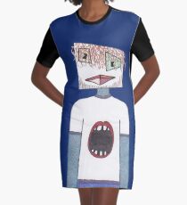 Facial Expression Graphic T-Shirt Dress