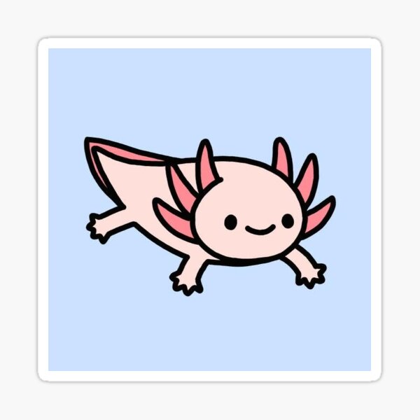 Pegatina «Cute Pink Minecraft Axolotl, Axolotl Drawing, Floating Pink ...