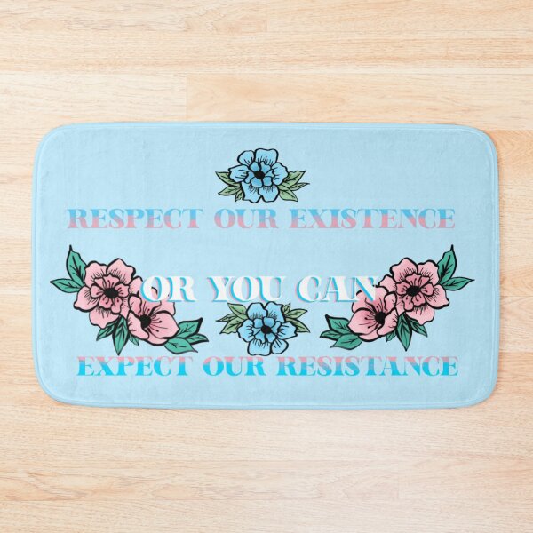 Item preview, Respect our existence or expect our resistance trans flag floral design designed and sold by PolyKinkyQueer.