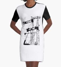 Black construction crane Graphic T-Shirt Dress