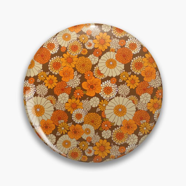 Item preview, 70s retro daisies, vintage flower power, orange and brown, boho,  designed and sold by chrissyink.