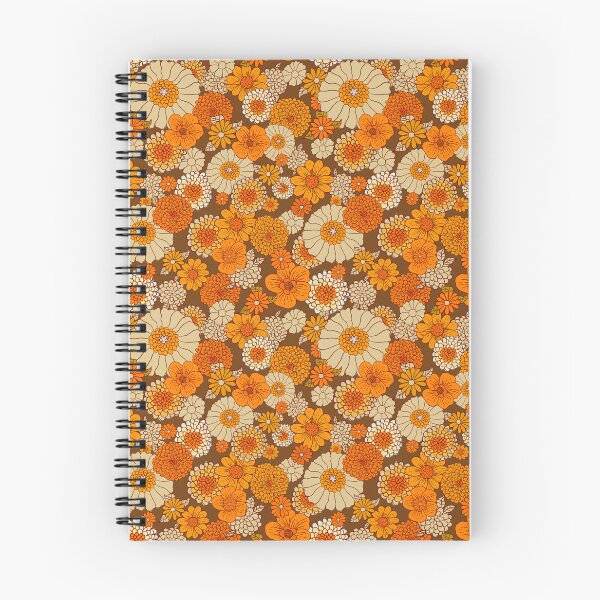 Item preview, 70s retro daisies, vintage flower power, orange and brown, boho,  designed and sold by chrissyink.