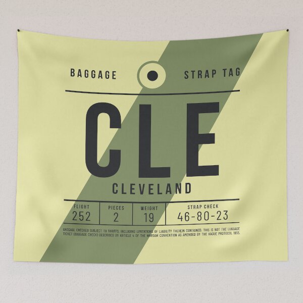 Artikelvorschau, Luggage Tag E - CLE Cleveland USA entworfen und verkauft von VoodooCircus.