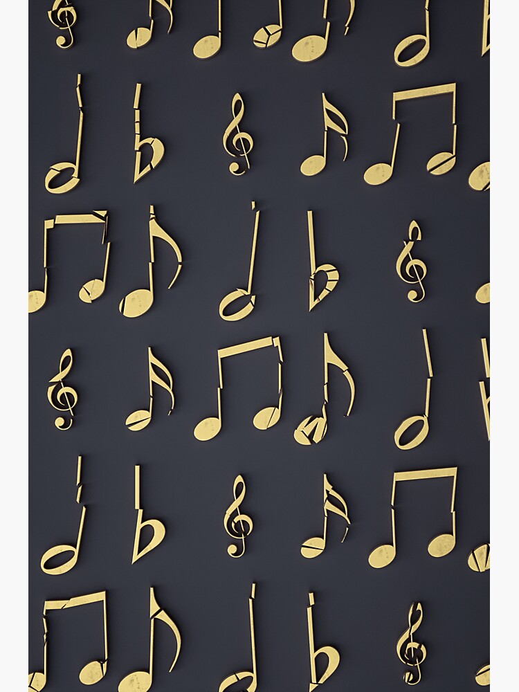 Pegatina «Notas musicales en 3D» de TheeSign Redbubble