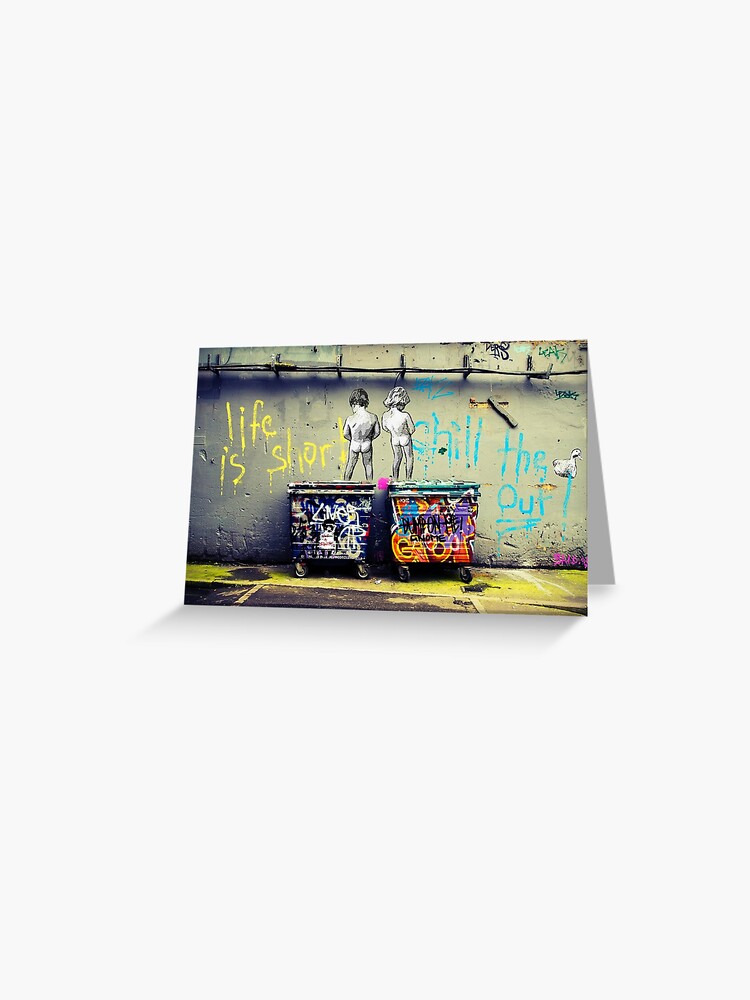 Thumbnail 1 of 2, Greeting Card, Life Is Short Chill The Duck Out - Banksy designed and sold by Teecha.