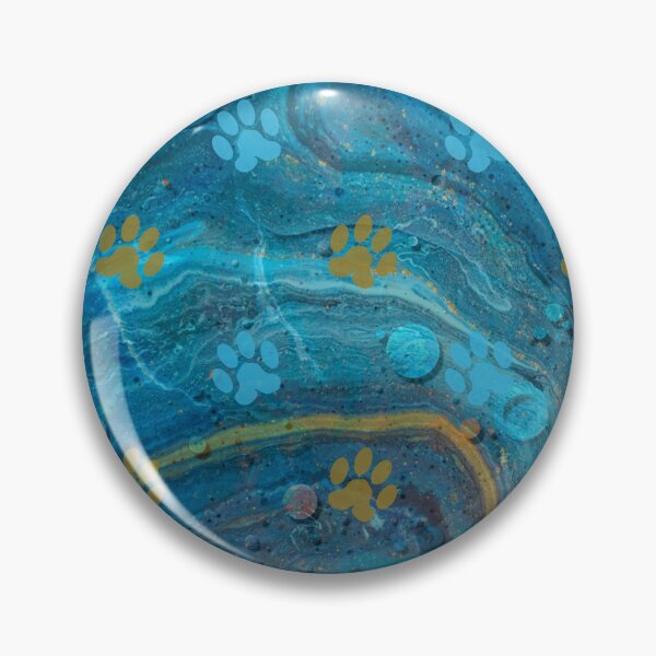 Item preview, dark blue and gold watercolor marble background with dog and cat paw print designed and sold by Beeroclock.