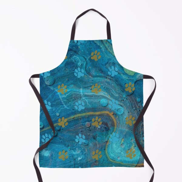 Item preview, dark blue and gold watercolor marble background with dog and cat paw print designed and sold by Beeroclock.