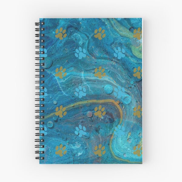 Item preview, dark blue and gold watercolor marble background with dog and cat paw print designed and sold by Beeroclock.