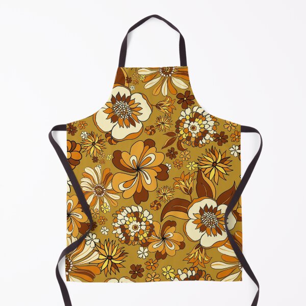 Item preview, 70s Vintage Flower Power floral pattern, orange, mustard, yellow designed and sold by chrissyink.