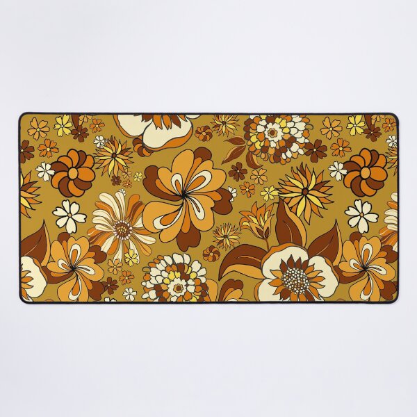 Item preview, 70s Vintage Flower Power floral pattern, orange, mustard, yellow designed and sold by chrissyink.