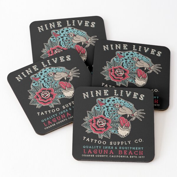 Item preview, Nine Lives Tattoo Supply Co, Leopard, Panther Tattoo Old School, Laguna Beach designed and sold by Proverbial Wisdom Design.