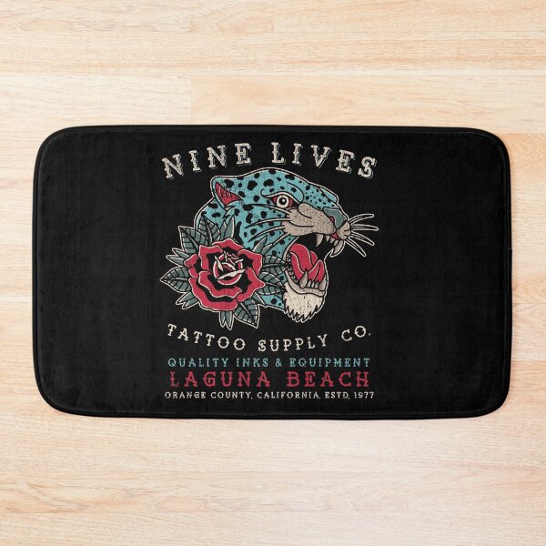 Item preview, Nine Lives Tattoo Supply Co, Leopard, Panther Tattoo Old School, Laguna Beach designed and sold by Proverbial Wisdom Design.