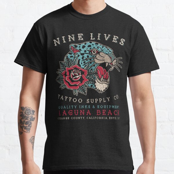 Item preview, Nine Lives Tattoo Supply Co, Leopard, Panther Tattoo Old School, Laguna Beach designed and sold by Proverbial Wisdom Design.