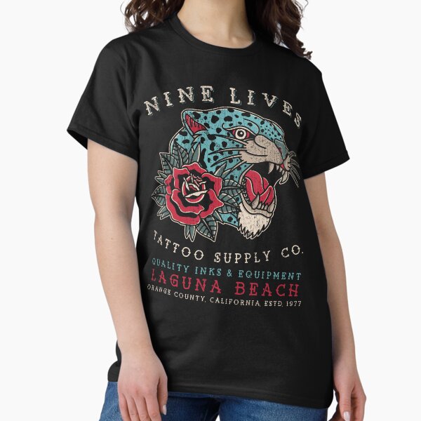 Item preview, Nine Lives Tattoo Supply Co, Leopard, Panther Tattoo Old School, Laguna Beach designed and sold by Proverbial Wisdom Design.