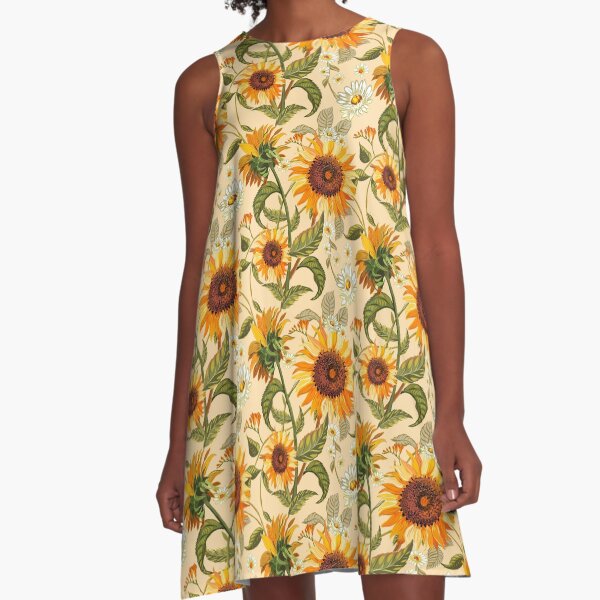 Item preview, Sunflowers 70s vintage golden retro pattern, yellow and orange flowers designed and sold by chrissyink.