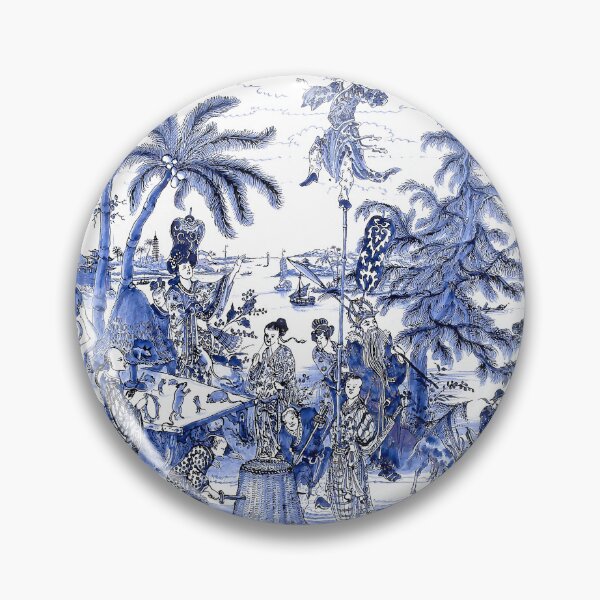 Item preview, Chinoiserie Blue Landscape Scene designed and sold by chrissyink.