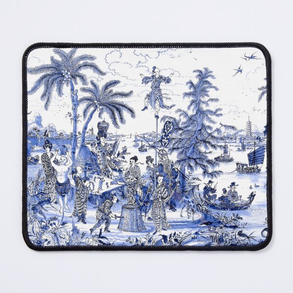 Item preview, Chinoiserie Blue Landscape Scene designed and sold by chrissyink.