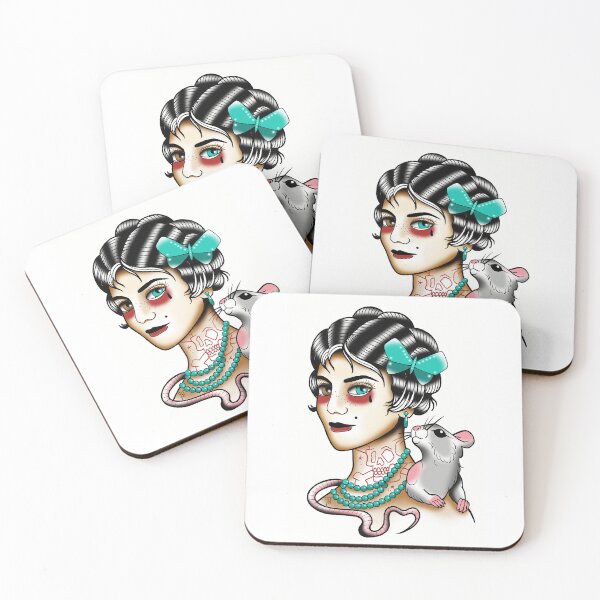 Item preview, Fkj tattoo flash girl and rat designed and sold by franckfkj.
