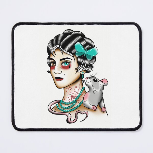 Item preview, Fkj tattoo flash girl and rat designed and sold by franckfkj.
