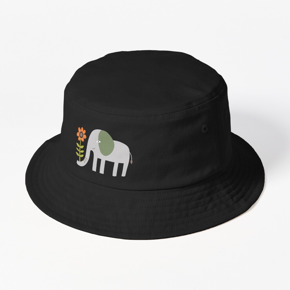 Joyful Jungle on Navy - Elephant jungle by Cecca Designs Bucket Hat