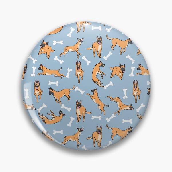 Artikelvorschau, Spielender roter belgischer Malinois - blauer Hintergrund entworfen und verkauft von Lulupainting.