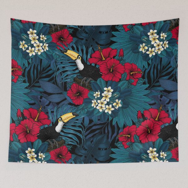 Item preview, Toucans amd tropical flora, green and red designed and sold by Katerina Mitkova Kirilova.