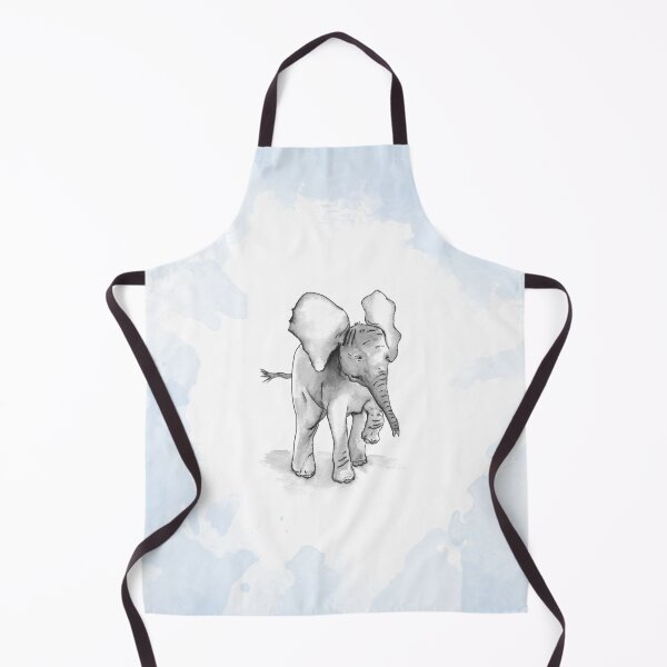 Item preview, Baby Elephant on Blue, Ink and Wash Technique designed and sold by HeartwoodStudio.
