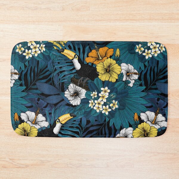 Item preview, Toucans amd tropical flora, blue , yellow , orange and white designed and sold by Katerina Mitkova Kirilova.