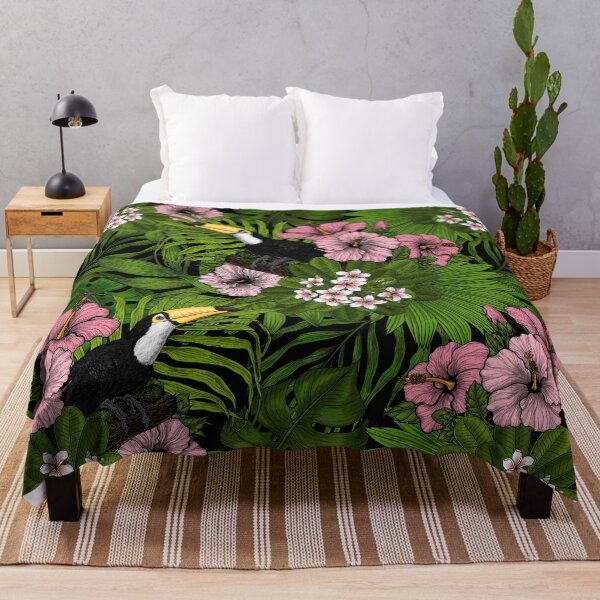 Item preview, Toucans amd tropical flora, green and pink designed and sold by Katerina Mitkova Kirilova.