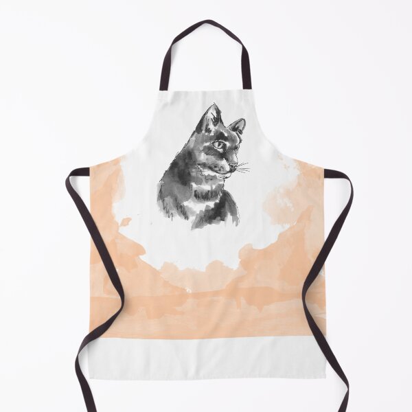 Item preview, Cat Portrait on Orange, Ink and Wash Technique designed and sold by HeartwoodStudio.