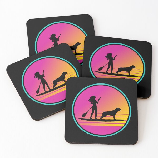 Artikelvorschau, Rosa Retro 80er Sommer SUP Paddleboarding Rottweiler Mama entworfen und verkauft von Guarddogdrive.