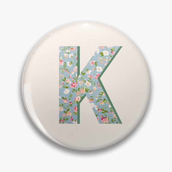 Item preview, Letter K Initial Blue Floral Print designed and sold by Thatgirlemu.