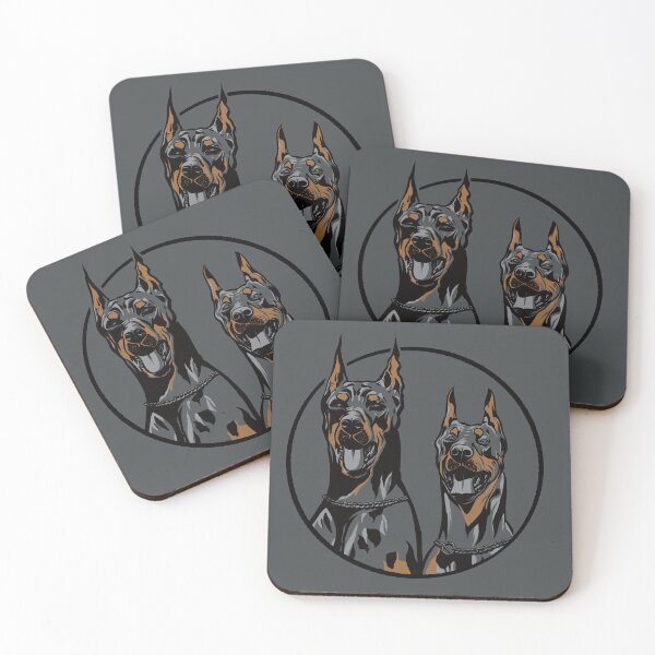 Item preview, Colour ink graphic illustration of two Doberman Pinschers designed and sold by Rooky8.