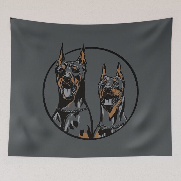 Item preview, Colour ink graphic illustration of two Doberman Pinschers designed and sold by Rooky8.