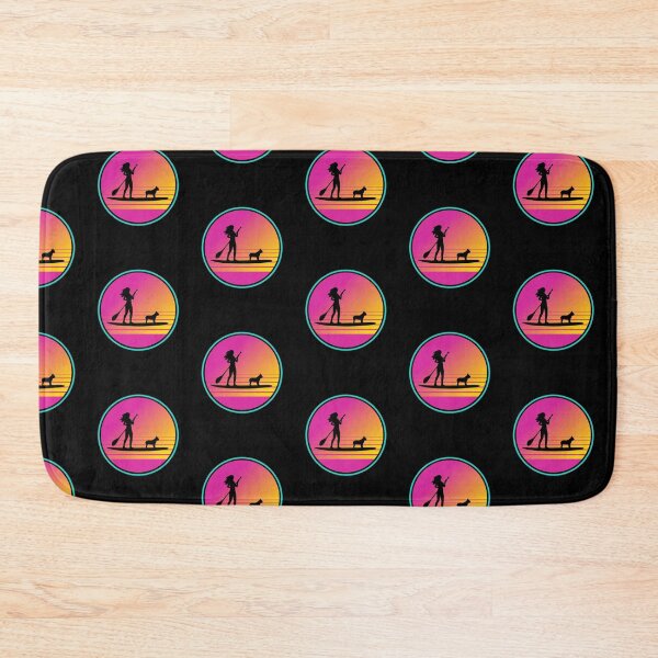 Item preview, Pink Retro 80s Summer SUP Paddleboarding Frenchie Mom designed and sold by Guarddogdrive.