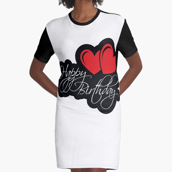 Robe T Shirt Joyeux Anniversaire Chienne Avec Deux Coeurs Rouges Par Greenoptix Redbubble