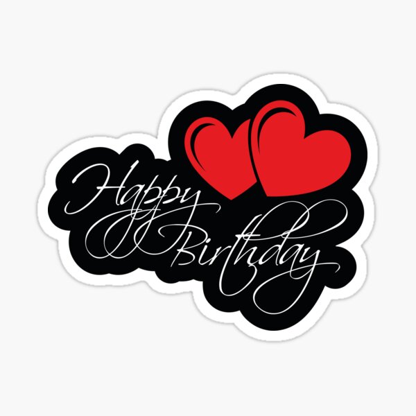 Sticker Joyeux Anniversaire Chienne Avec Deux Coeurs Rouges Par Greenoptix Redbubble