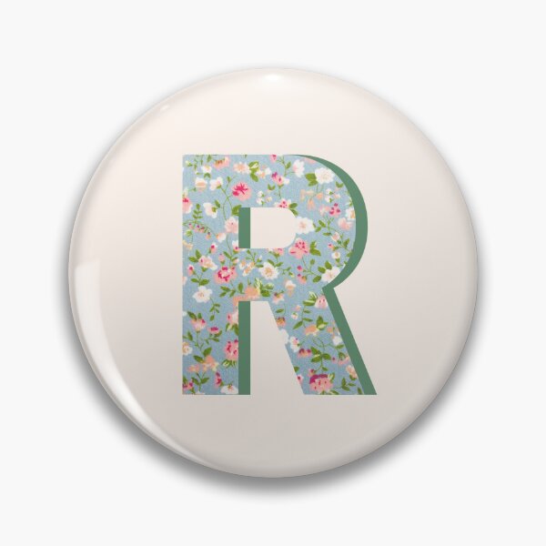 Item preview, Letter R Initial Blue Floral Print designed and sold by Thatgirlemu.