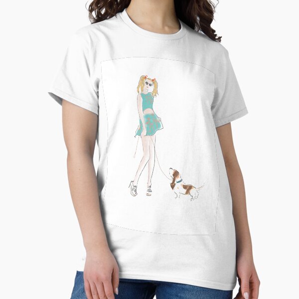 Kooky Fashion Girl with Hound Classic T-Shirt