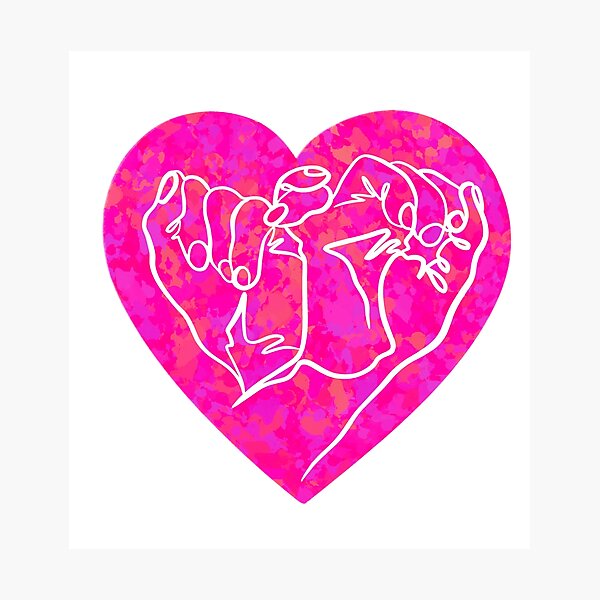 Item preview, Hands heart line drawing in pink designed and sold by SibMa.