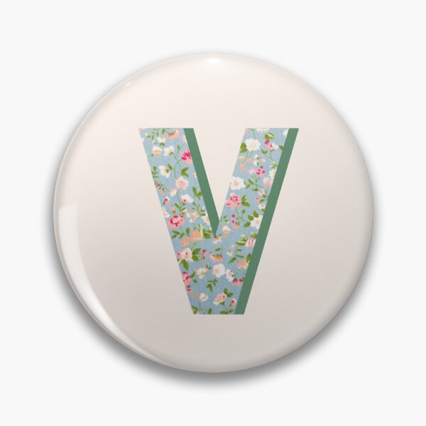 Item preview, Letter V Initial Blue Floral Print designed and sold by Thatgirlemu.