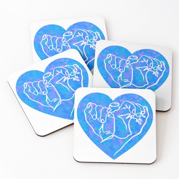 Item preview, Hands line drawing in blue heart designed and sold by SibMa.