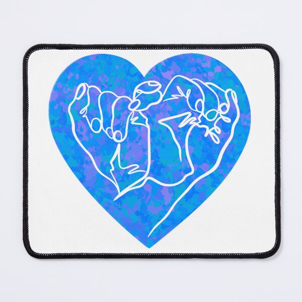 Item preview, Hands line drawing in blue heart designed and sold by SibMa.